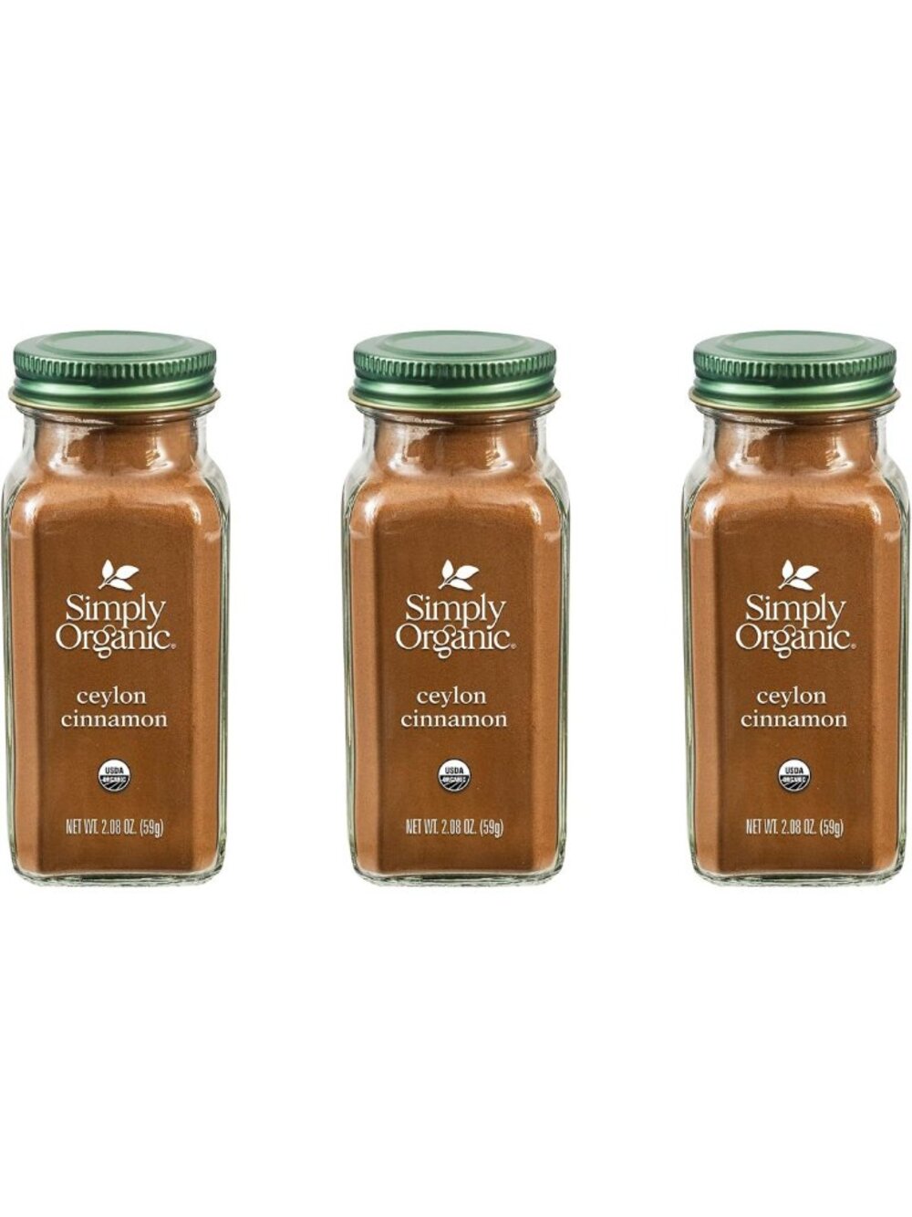 Organic Ceylon Ground Cinnamon Powder, Non-GMO, Vegan, 3 Pack - 2.08 oz Each